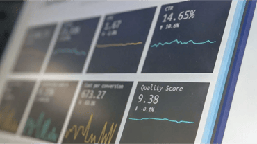 A computer showing a dashboard on analytics results.