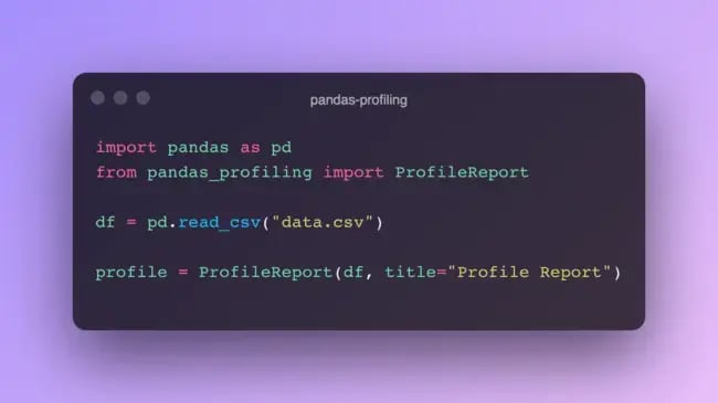 Code snippet of open source, pandas profiling.