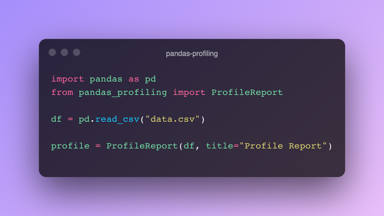 Code snippet of open source, pandas profiling.